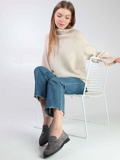 картинка Лоферы туфли ED'ART 170.2614'bl. Серый замок замша от интернет магазина