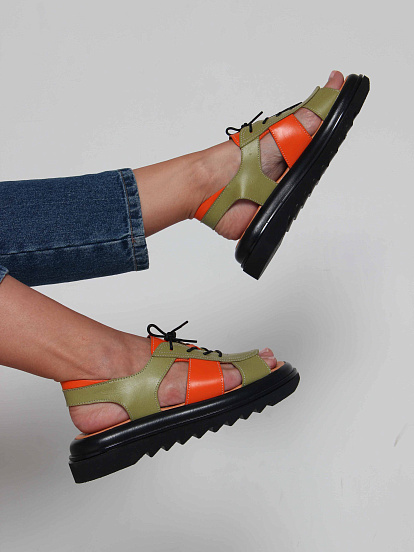 картинка Босоножки ED'ART 2029.2525'bl. Авокадо оранжевый от интернет магазина