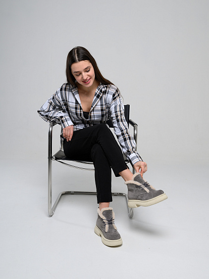 картинка Ботинки ED'ART 308.агата be. серый замок замша+бежевый от интернет магазина