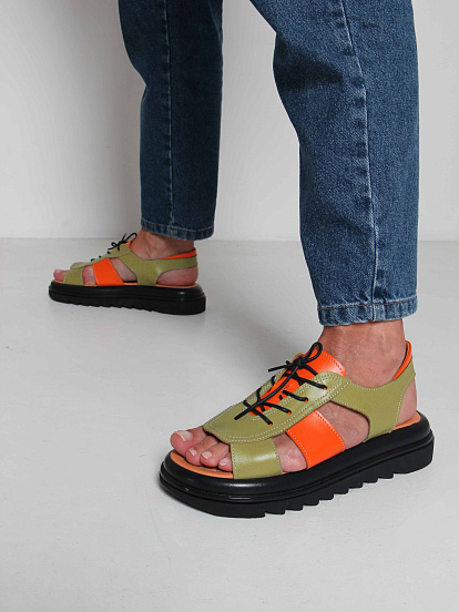 картинка Босоножки ED'ART 2029.2525'bl. Авокадо оранжевый от интернет магазина