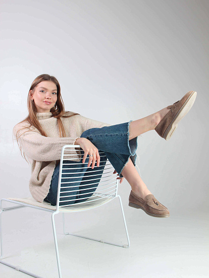 картинка Лоферы туфли ED'ART 170.2614'be. Коричневый капучино от интернет магазина