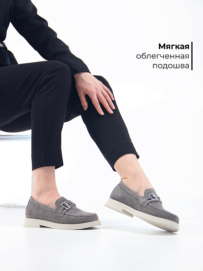 картинка Лоферы туфли ED'ART 172.1841'be. серая замша от интернет магазина