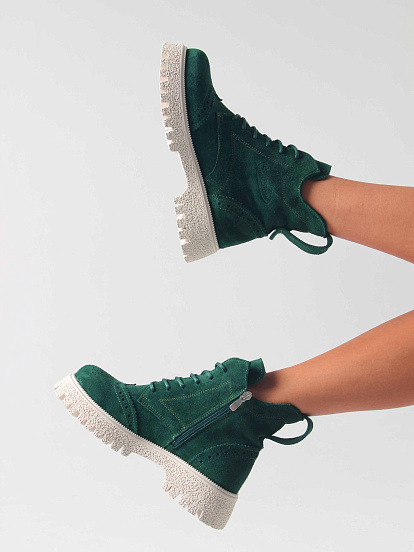 картинка Ботинки ED'ART 338.1541'be. Зеленый замша от интернет магазина