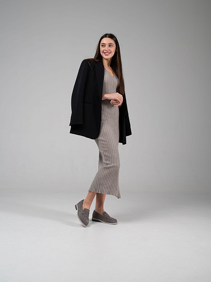 картинка Лоферы ED'ART 176.rose'gr. серый замок замша от интернет магазина