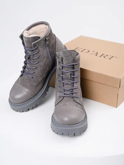 картинка Ботинки ED'ART 319.taskana'gr. Серый замок замша+игуана от интернет магазина