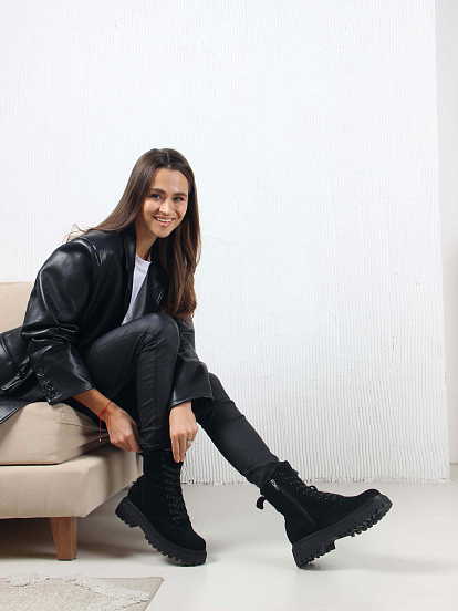 картинка Ботинки ED'ART 327.asteria.bl черный замш от интернет магазина