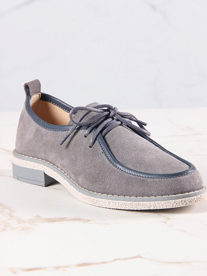 картинка Мокасины ED'ART 191.rose'gr. серый замок замша от интернет магазина
