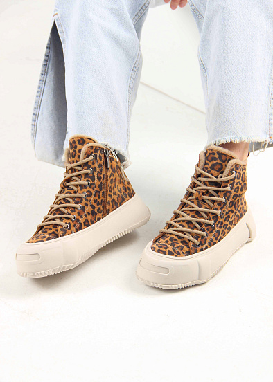 картинка Ботинки ED'ART 217.PODYUM151'be. коричневый леопард замша от интернет магазина