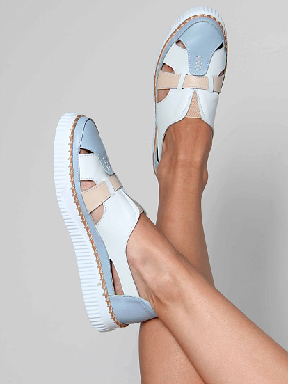 картинка Слипоны ED'ART 116.2500'w. Белый голубой от интернет магазина