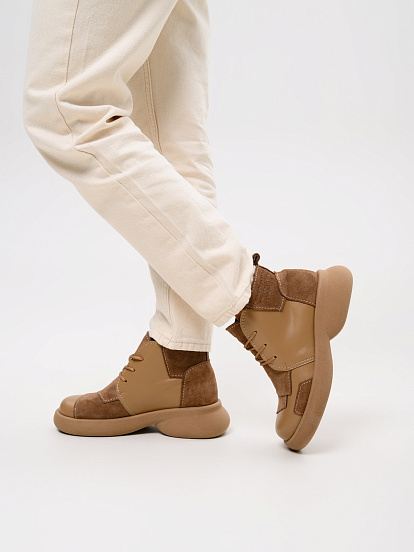 картинка Ботинки  ED'ART 305.927'ka. Круассан+коричневый капучино замша от интернет магазина