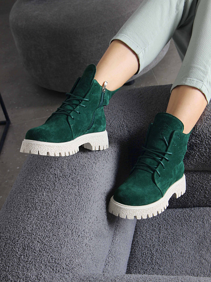 картинка Ботинки ED'ART 228.V.1541'be. Зеленый замша от интернет магазина