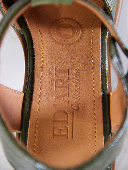 картинка Босоножки ED'ART 5038.23663'bе.Зеленый наплак+оливковая замша от интернет магазина