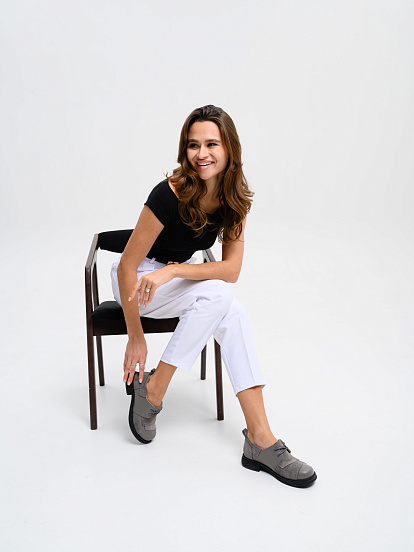 картинка Полуботинки туфли ED'ART 205.патриция'bl. Серый замок замша+серый игуана от интернет магазина