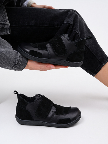 картинка Босоногие ботинки  ED'ART 206.NATA'bl.Черная кожа+черная замша от интернет магазина