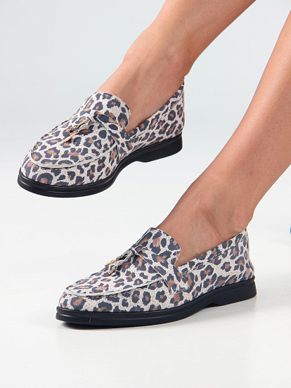картинка Лоферы туфли ED'ART 170.2614'bl. белый леопард от интернет магазина