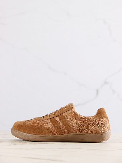 картинка Босоногие кеды ED'ART 184.nata'br.Джангл кемл+светло коричневая замша от интернет магазина