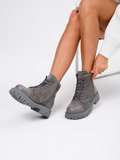 картинка Ботинки ED'ART 319.taskana'gr. Серый замок замша+игуана от интернет магазина
