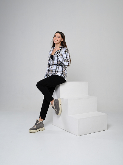 картинка Ботинки ED'ART 308.агата be. серый замок замша+бежевый от интернет магазина