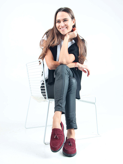 картинка Лоферы туфли ED'ART 170.2614'bl. бордо замша от интернет магазина