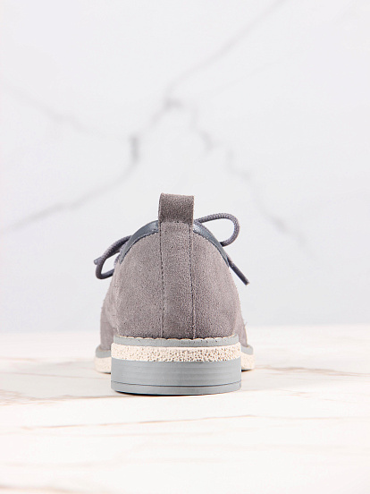 картинка Мокасины ED'ART 191.rose'gr. серый замок замша от интернет магазина