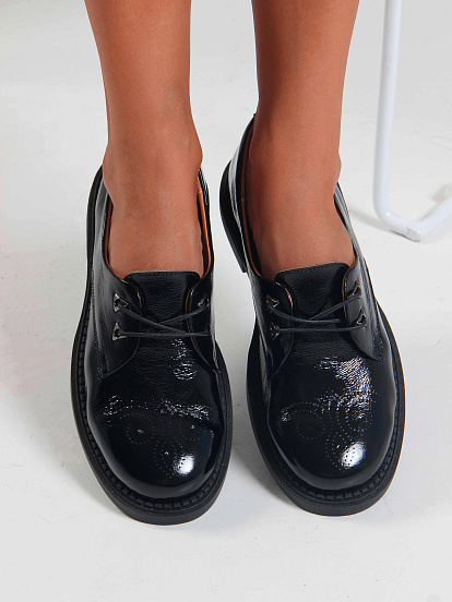 картинка Туфли полуботинки ED'ART 105.2693.bl. Черный наплак от интернет магазина