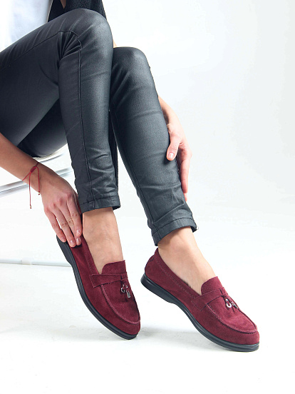 картинка Лоферы туфли ED'ART 170.2614'bl. бордо замша от интернет магазина