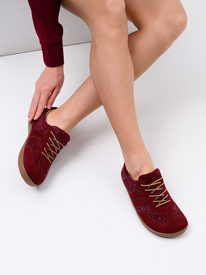 картинка Босоногие кеды ED'ART 184.nata'br.Бордовая замша+бордовый джангл от интернет магазина