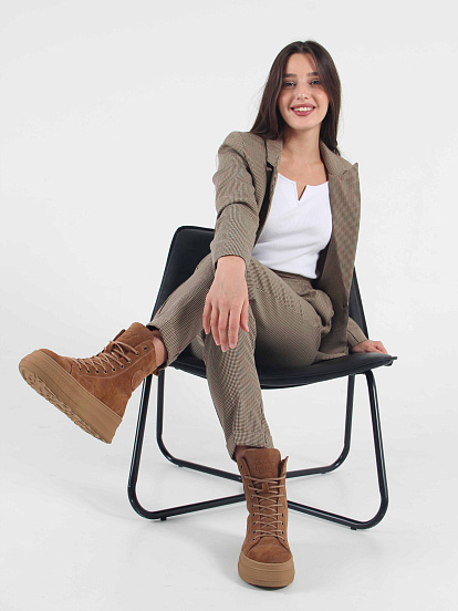 картинка Ботинки ED'ART 215.warm'br. светло коричневые замша от интернет магазина