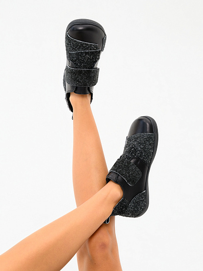 картинка Босоногие ботинки  ED'ART 206.NATA'bl.Черная кожа+черный джангл от интернет магазина