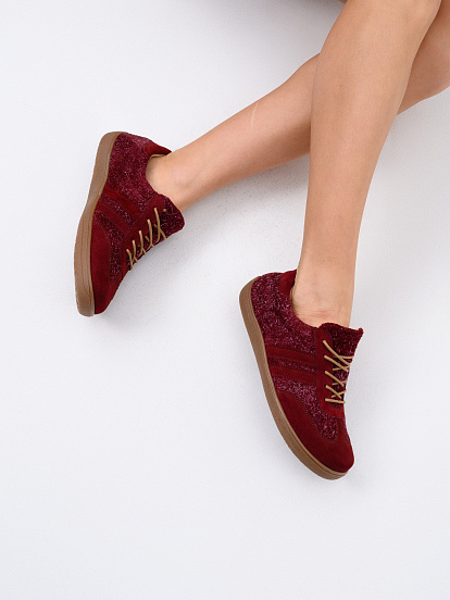картинка Босоногие кеды ED'ART 184.nata'br.Бордовая замша+бордовый джангл от интернет магазина