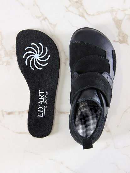 картинка Босоногие ботинки  ED'ART 206.NATA'bl.Черная кожа+черная замша от интернет магазина