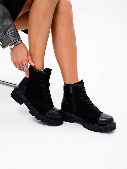 картинка Ботинки ED'ART 319.taskana'bl. Черная замша+черный от интернет магазина