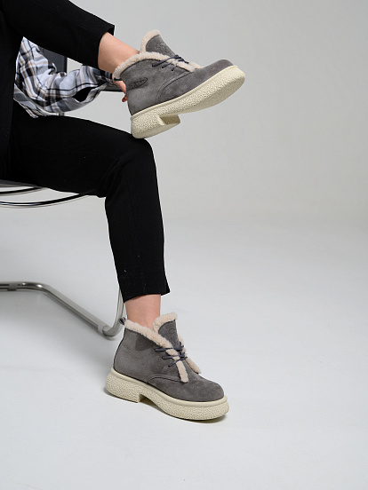 картинка Ботинки ED'ART 308.агата be. серый замок замша+бежевый от интернет магазина