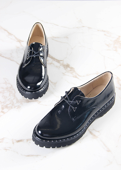 картинка Туфли полуботинки ED'ART 102.1018'bl. Черный наплак от интернет магазина