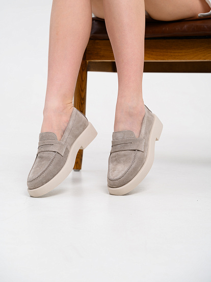 картинка Лоферы туфли ED'ART 176.1593'be. Каменный замша от интернет магазина