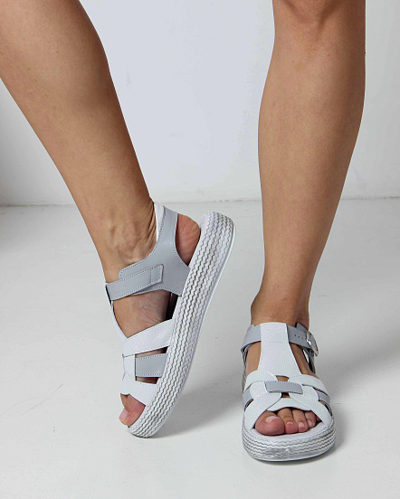 картинка Босоножки ED'ART 2028.2530'w. Серый белый астана от интернет магазина