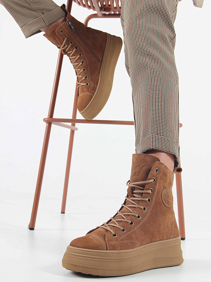 картинка Ботинки ED'ART 215.warm'br. светло коричневые замша от интернет магазина