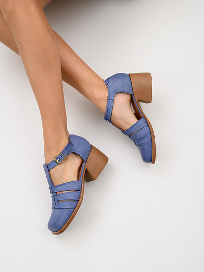 картинка Босоножки ED'ART 5036.23663'bе.Вакса джинс+коричневый от интернет магазина