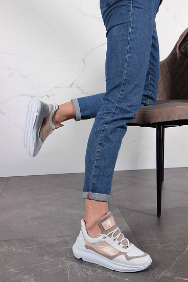 картинка Кроссовки ED'ART 150.236143w.белый-бежевый от интернет магазина