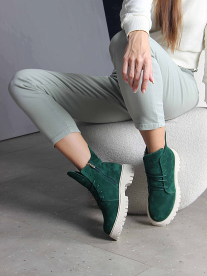 картинка Ботинки ED'ART 228.V.1541'be. Зеленый замша от интернет магазина