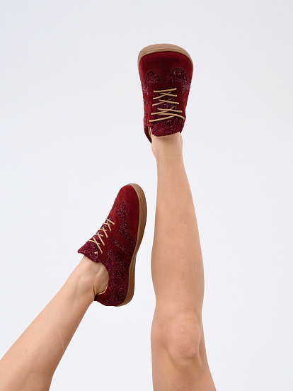 картинка Босоногие кеды ED'ART 184.nata'br.Бордовая замша+бордовый джангл от интернет магазина