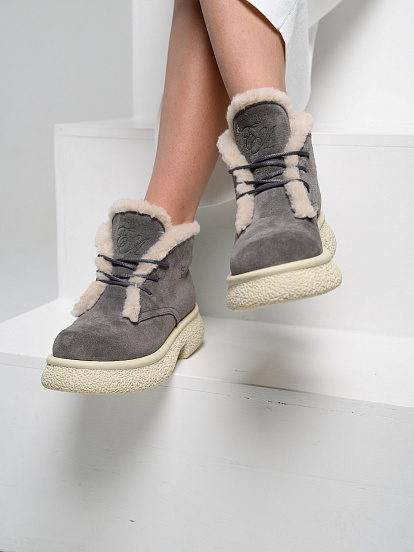 картинка Ботинки ED'ART 308.агата be. серый замок замша+бежевый от интернет магазина