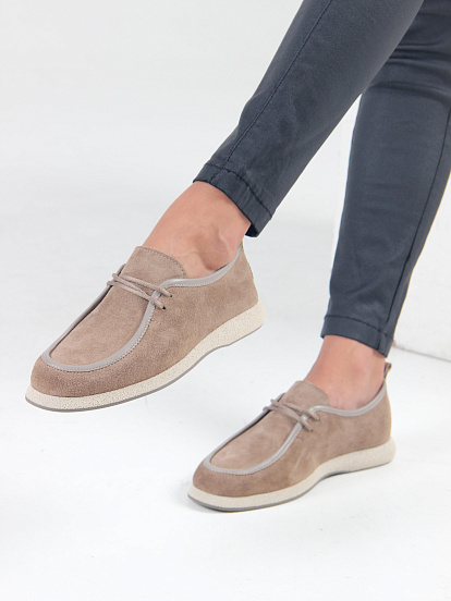 картинка Мокасины ED'ART 191.1607'be. коричневый капучино замша от интернет магазина