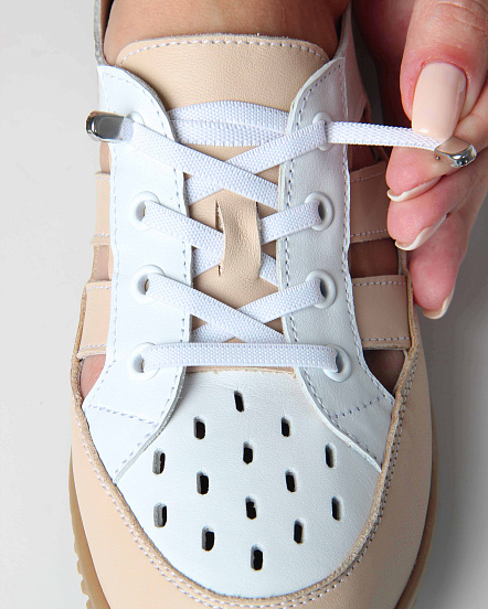 картинка Слипоны ED'ART 165.8000'be. белый-бежевый от интернет магазина