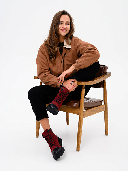 картинка Ботинки ED'ART 319.taskana'bl. Бордо замша+черный от интернет магазина