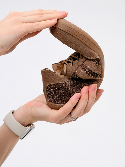 картинка Босоногие кеды ED'ART 184.nata'br.Серо-коричневая замша+коричневый джангл от интернет магазина