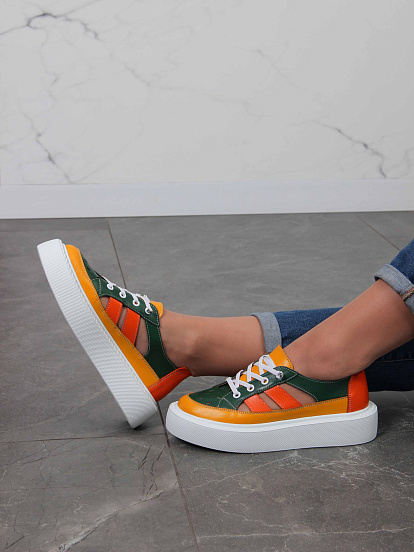 картинка Кроссовки ED'ART 165.P.Lusi23.'w.Зеленый-оранжевый от интернет магазина