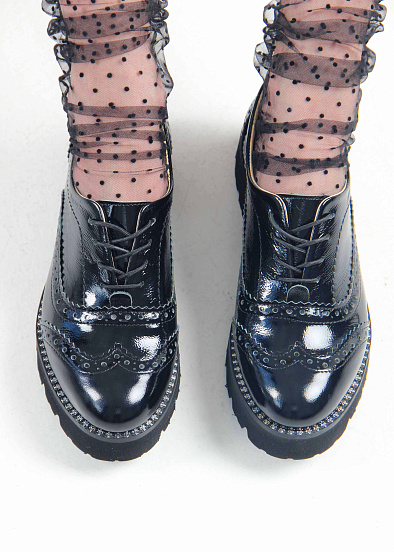 картинка Туфли полуботинки ED'ART 100.10182'bl. Черный наплак от интернет магазина