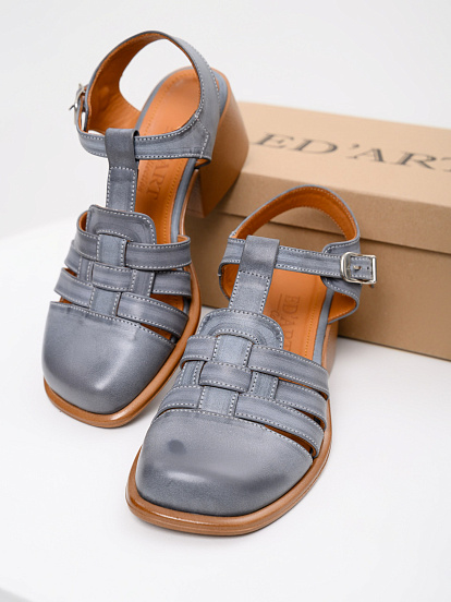 картинка Босоножки ED'ART 5035.23663'bе. Вакса серая +коричневый от интернет магазина