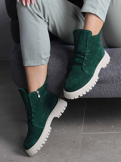 картинка Ботинки ED'ART 228.V.1541'be. Зеленый замша от интернет магазина